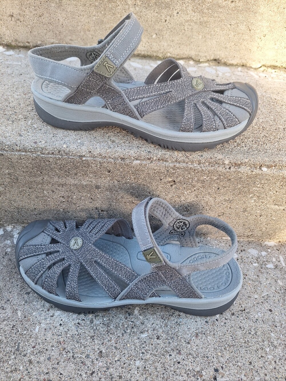 KEEN Rose Womens Sport Sandals Gray Strappy Outdoor Hiking Walking Toe Size 8